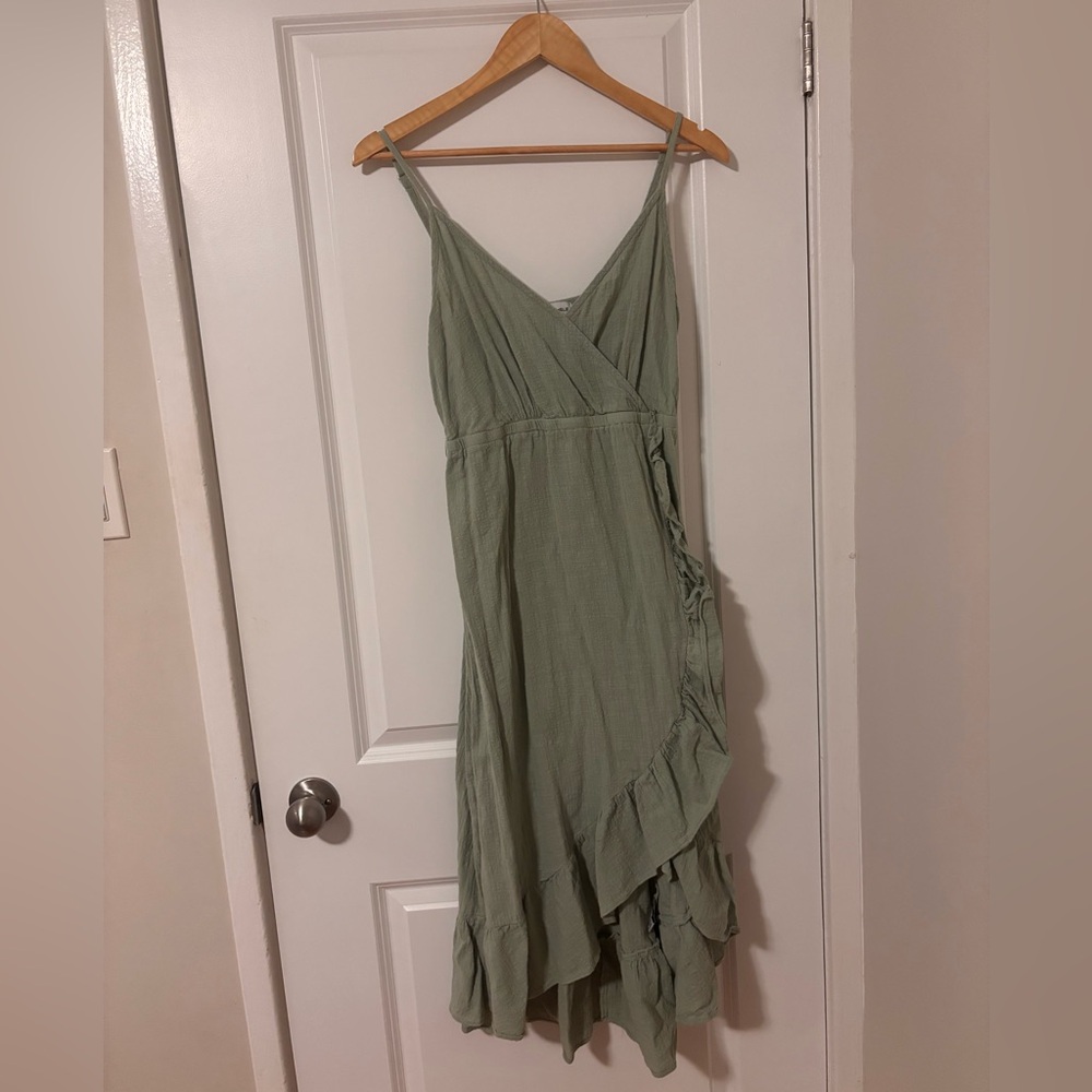Chic Asymmetrical Sage Dress